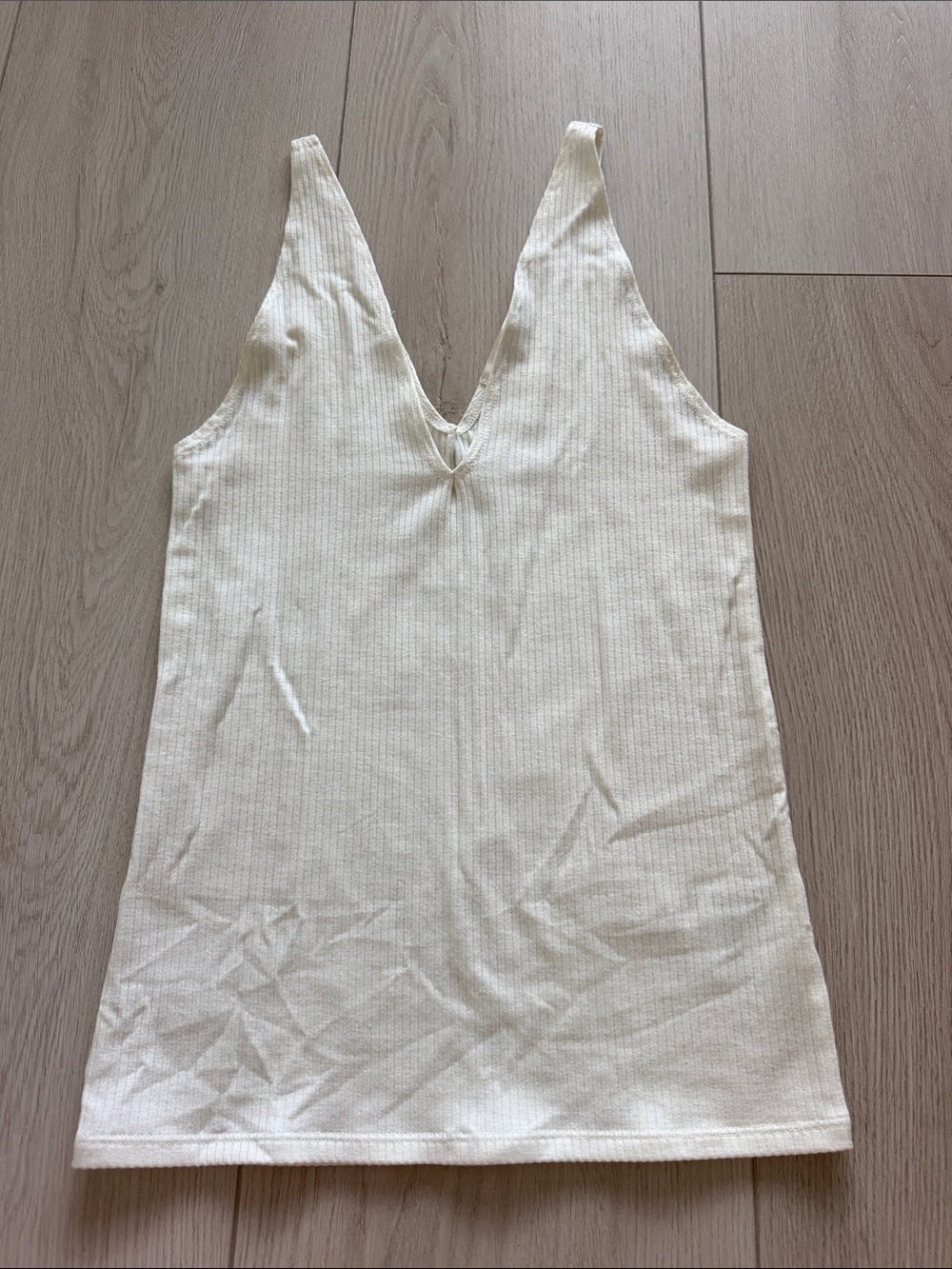 Reformation Ribbed V-Neck Tank Top in Off-White